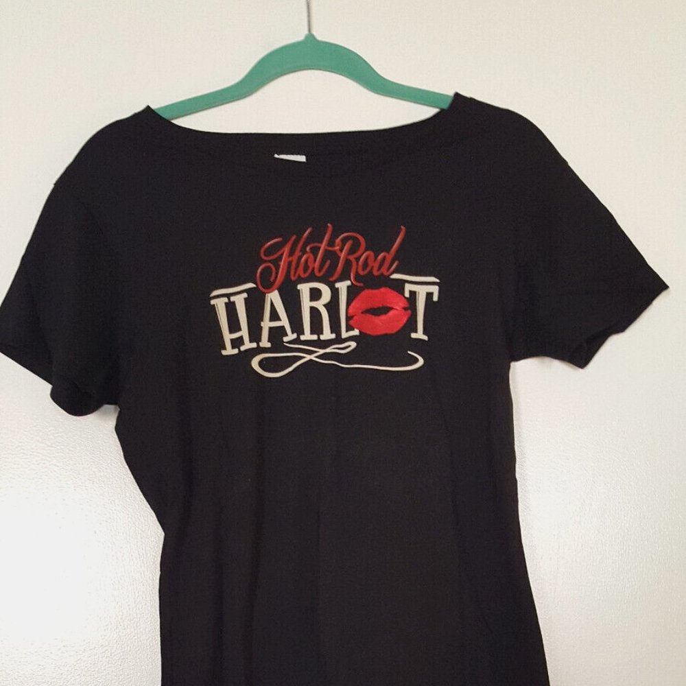 HOT ROD HARLOT Shirt2 XL Tee T-Shirt SEXY PIN UP Cheesecake BLACKs/s